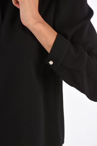 blusa sable’ collo a fiocco e pizzo