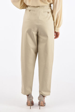 high-rise waist double pleat trousers