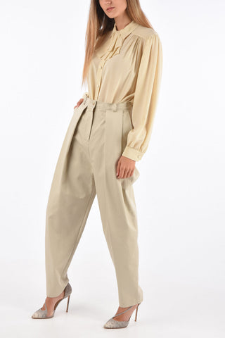 high-rise waist double pleat trousers