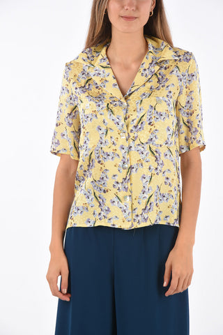 blusa stampa floreale in seta manica corta