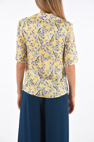blusa stampa floreale in seta manica corta