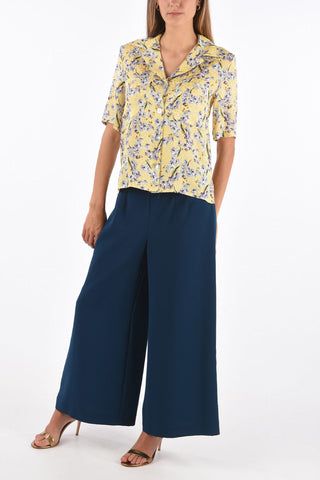 blusa stampa floreale in seta manica corta