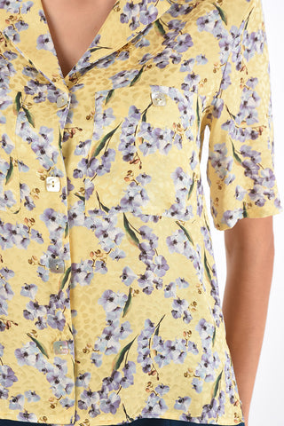 blusa stampa floreale in seta manica corta