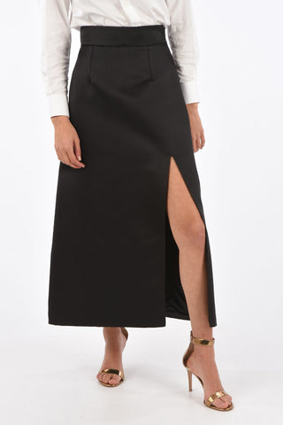 silk split-front hem maxi Skirt