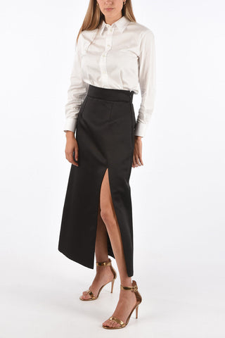 silk split-front hem maxi Skirt