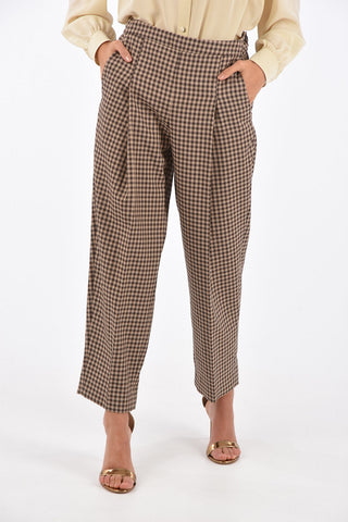 pantalone a una pince NAGIHAN shephard's check a vita alta