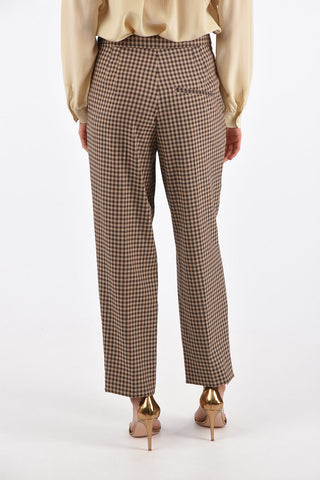 pantalone a una pince NAGIHAN shephard's check a vita alta