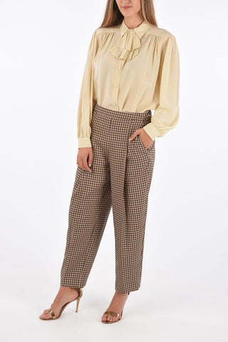 pantalone a una pince NAGIHAN shephard's check a vita alta