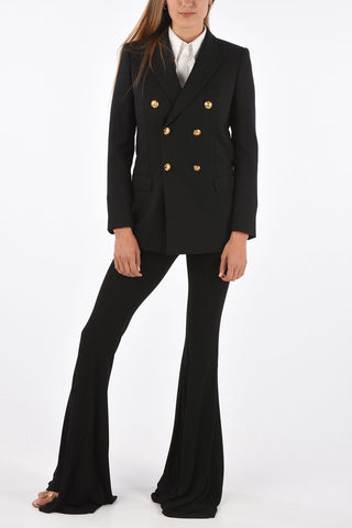 peak lapel double-breasted blazer with golden Buttons