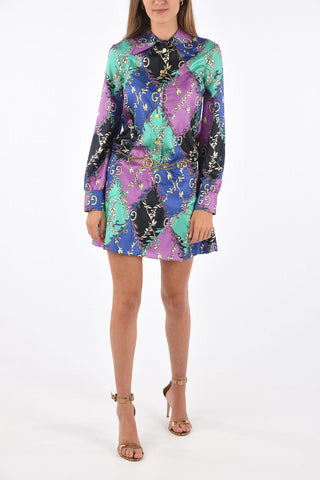 silk mini shirtdress with chain belt