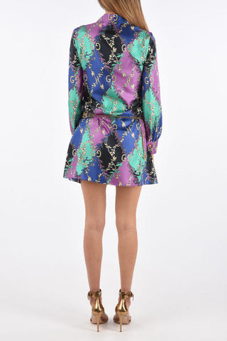 silk mini shirtdress with chain belt