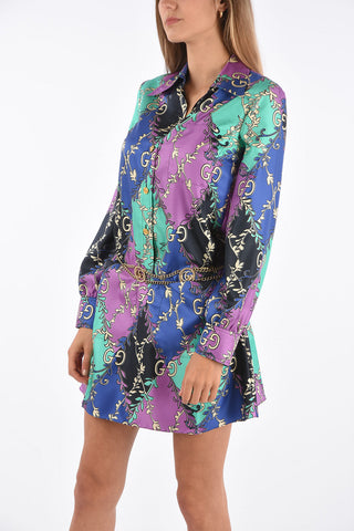 silk mini shirtdress with chain belt