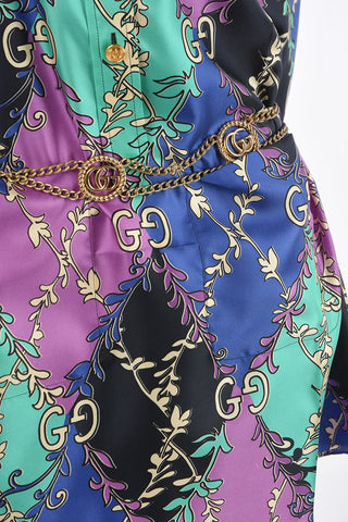 silk mini shirtdress with chain belt
