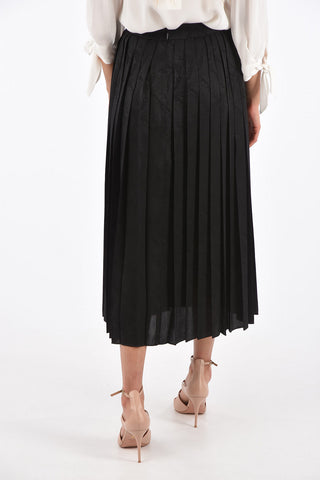 abstract print silk midi pleates skirt