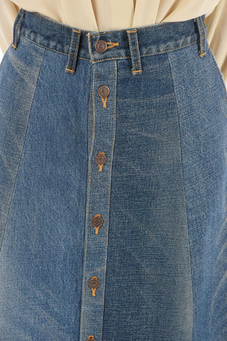 gonna a-line midi denim a vita alta