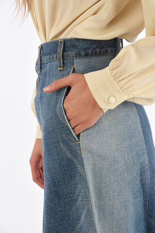 gonna a-line midi denim a vita alta