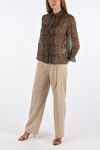 blusa sheer stampa floreale in seta