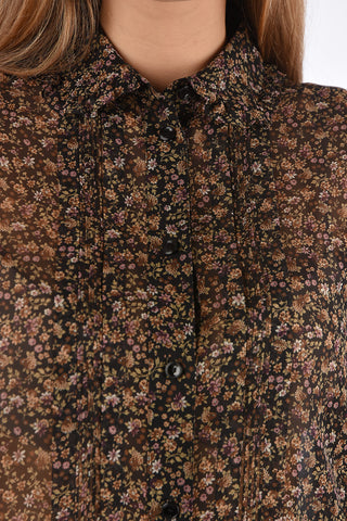 blusa sheer stampa floreale in seta