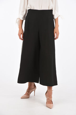 Linen blend gaucho pants with pleates detail