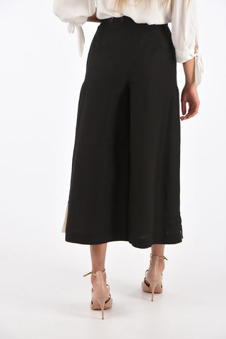 Linen blend gaucho pants with pleates detail