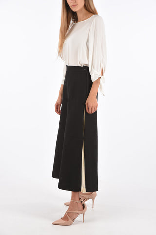 Linen blend gaucho pants with pleates detail