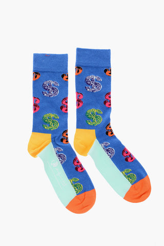 ANDY WARHOL Stretch Cotton Socks with Embroidered Dollar