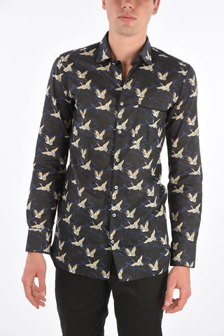 Printed club collar shirt
