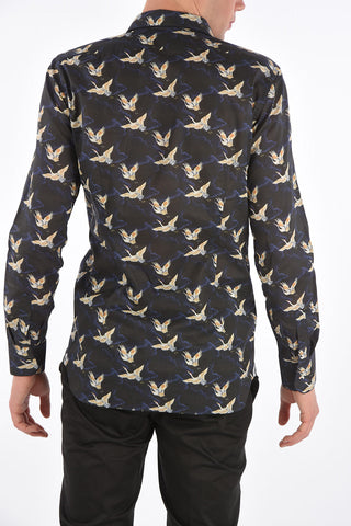 Printed club collar shirt