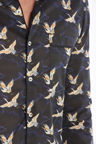 Printed club collar shirt