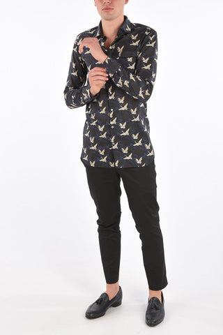 Printed club collar shirt