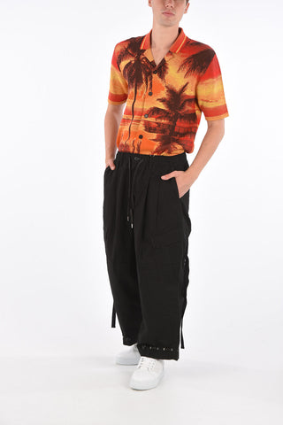 pantalone cargo harem con coulisse in vita