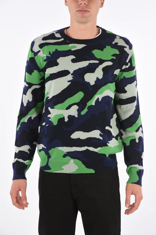 maglia girocollo camouflage in cashmere