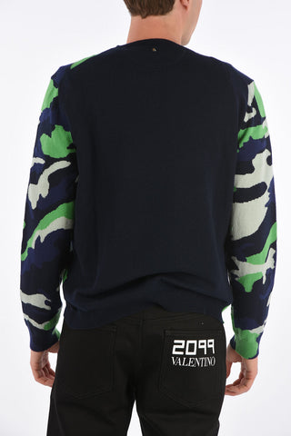 maglia girocollo camouflage in cashmere