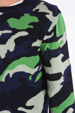 maglia girocollo camouflage in cashmere