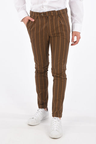 awning striped Mid-rise waist cuffed hem chinos