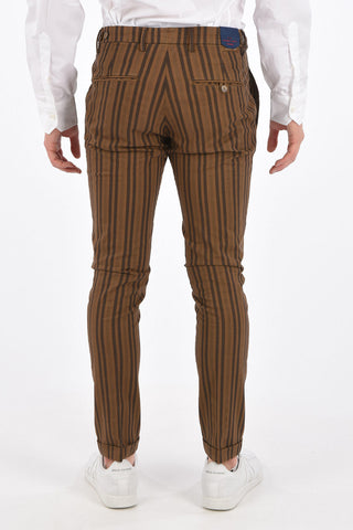 awning striped Mid-rise waist cuffed hem chinos