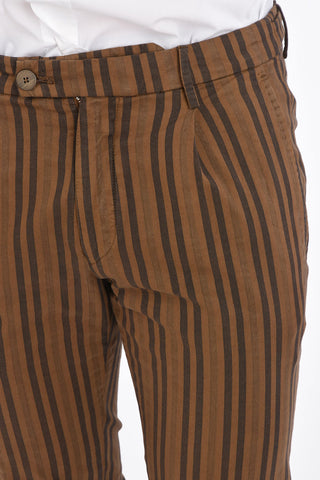 awning striped Mid-rise waist cuffed hem chinos