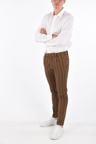 awning striped Mid-rise waist cuffed hem chinos