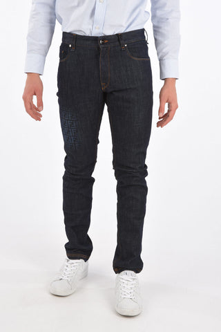 18cm Mid-rise waist Faded FF jeans