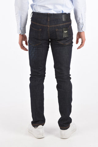 18cm Mid-rise waist Faded FF jeans
