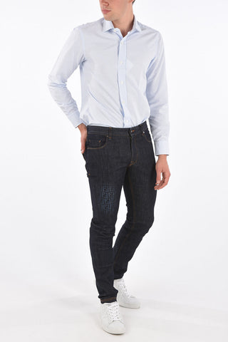 18cm Mid-rise waist Faded FF jeans