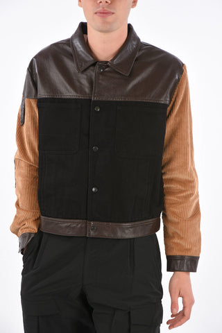 Denim Box Fit Jacket with Faux Leather Trimmings