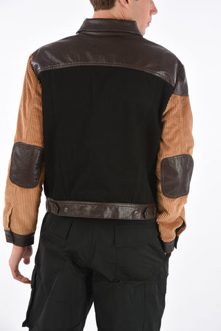 Denim Box Fit Jacket with Faux Leather Trimmings