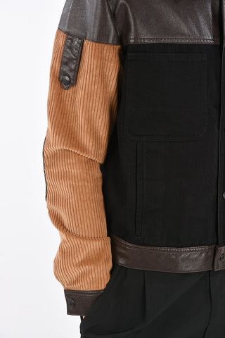 Denim Box Fit Jacket with Faux Leather Trimmings