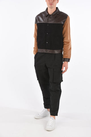 Denim Box Fit Jacket with Faux Leather Trimmings
