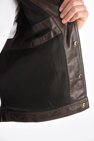 Denim Box Fit Jacket with Faux Leather Trimmings