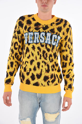 Cheetah-embroidered crew-neck sweater