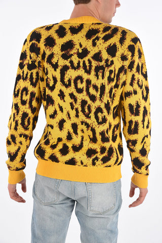 Cheetah-embroidered crew-neck sweater