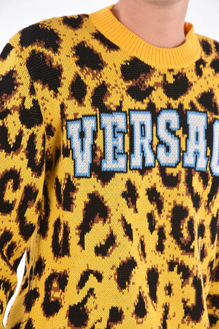 Cheetah-embroidered crew-neck sweater