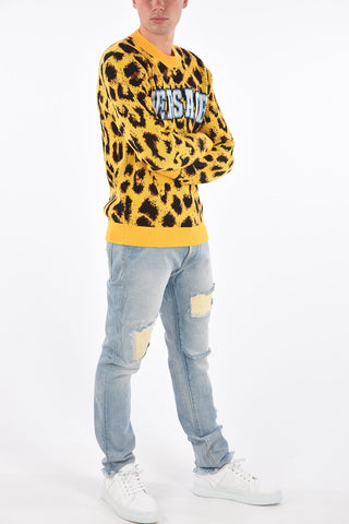 Cheetah-embroidered crew-neck sweater